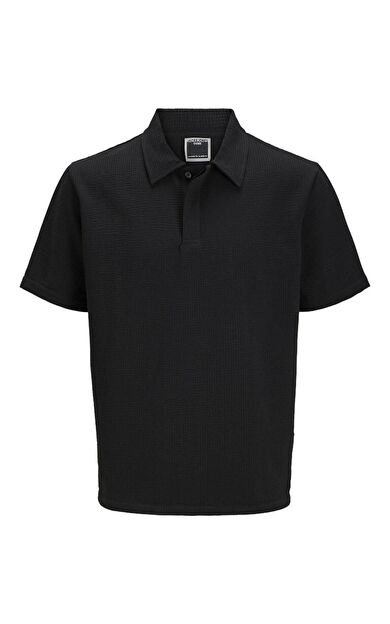 Jack Jones Sago Textured Erkek Polo Yaka Tişört 12276735 12276735-Black
