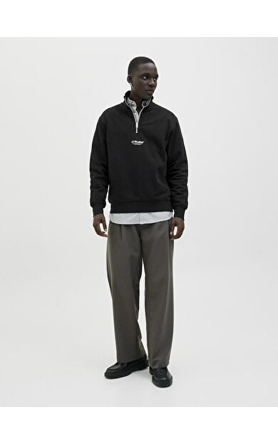 Jack Jones Soho Relax Fit Yaka Fermuarlı Erkek Sweat 12278793