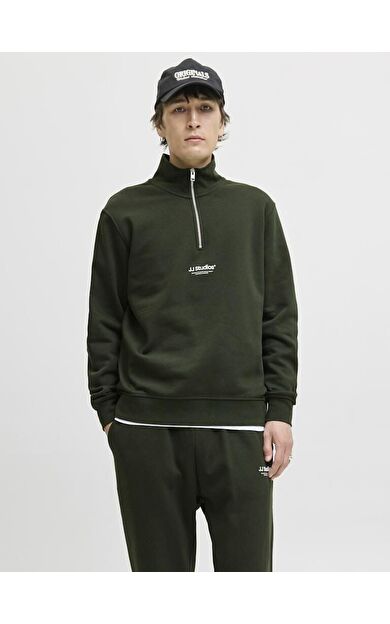 Jack Jones Soho Relax Fit Yaka Fermuarlı Erkek Sweat 12278793