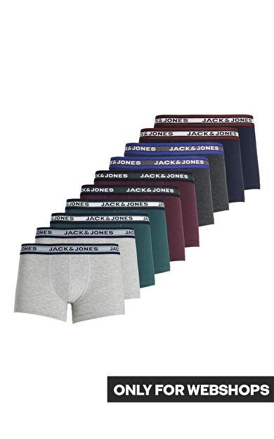 Jack Jones Solıd 10 Lu Paket Erkek Boxer 12189937 12189937-Dark Grey