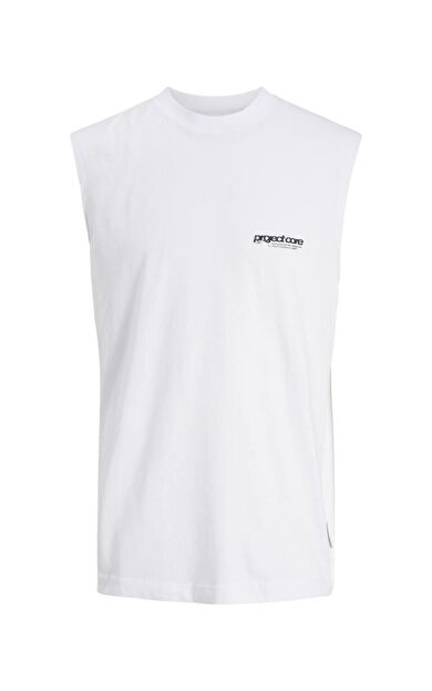 Jack Jones Unuon Prınt Kolsuz Erkek Tişört 12273446 12273446-Bright Whi