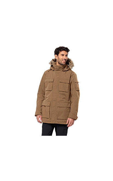 Jack Wolfskin Glacier Canyon Parka Erkek Outdoor Montu 1107674-5601 Kahverengi
