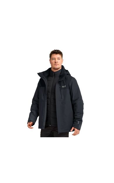 Jack Wolfskin JASPER PRO 3IN1 JKT M Erkek Outdoor Montu (3'Ü 1 Arada) A66293-285 Siyah