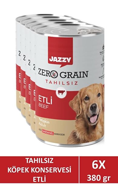 JAZZY Jazzy Zero Grain Yetişkin Köpek Etli 380 gr X 6 Adet