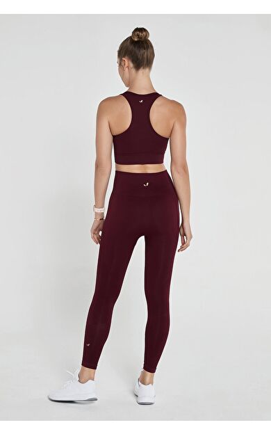 Jerf Gela Yüksek Bel, Esnek ve Toparlayıcı Spor Tayt Bordo
