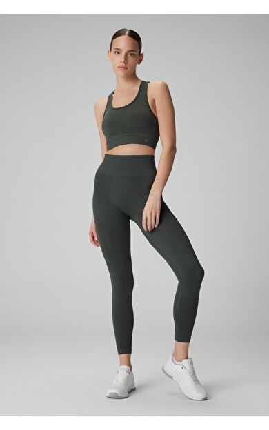 Jerf Gela Yüksek Bel, Esnek ve Toparlayıcı Spor Tayt Yeşil