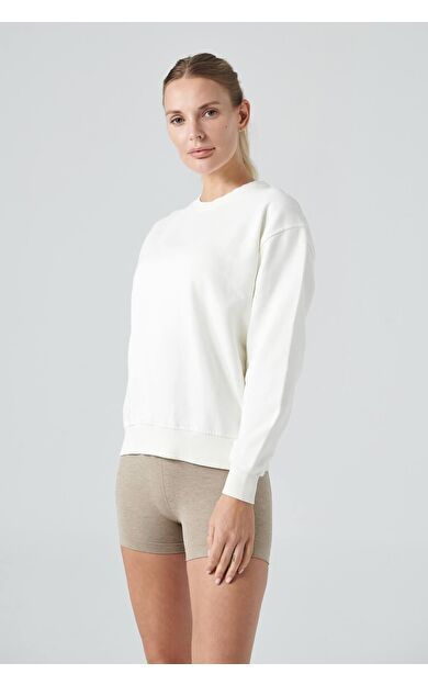 Jerf Lydney Kadın Sıfır Yaka Sweatshirt Krem