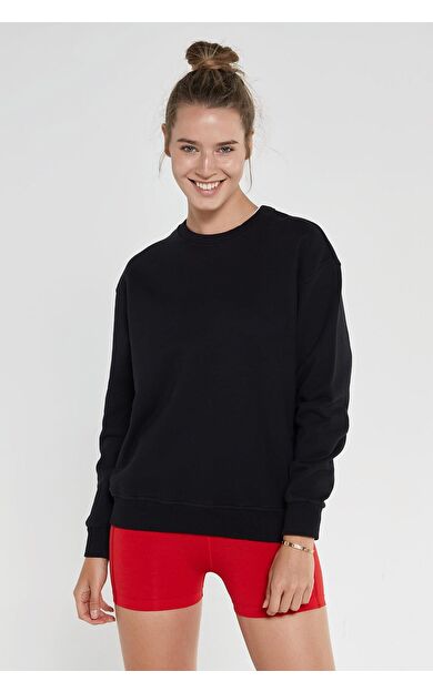 Jerf Lydney Kadın Sıfır Yaka Sweatshirt Siyah