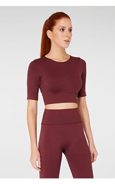 Jerf Naples Kısa Kol Crop Top Econyl Bordo