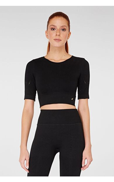 Jerf Naples Kısa Kol Crop Top Econyl Siyah