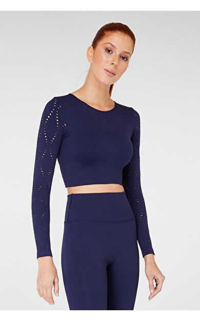 Jerf Naples Uzun Kol Crop Top Econyl Lacivert