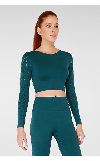 Jerf Naples Uzun Kol Crop Top Econyl Yeşil