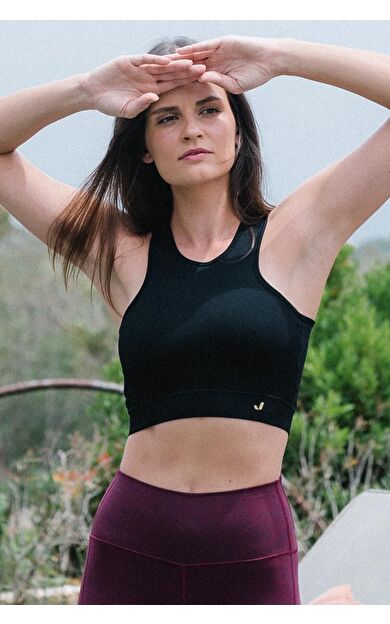 Jerf Palmi Kendinden Desenli Yuvarlak Yaka Kaplı Bra Siyah