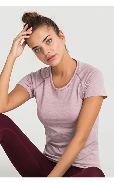 Jerf Pasto Bisiklet Yaka Ultra Hafif T-Shirt Pembe