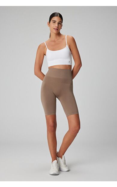 Jerf Vella Yüksek Bel Konfor Biker Tayt Kahverengi