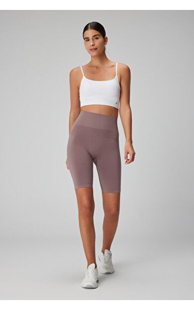 Jerf Vella Yüksek Bel Konfor Biker Tayt Leylak
