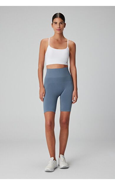 Jerf Vella Yüksek Bel Konfor Biker Tayt Mavi