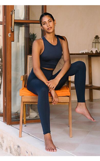 Jerf Vella Yüksek Bel Konfor Tayt Lacivert