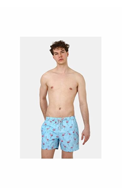 John Frank All Over Prınted Erkek Deniz Şortu JFSSSW43-FLAMINGO BLUE