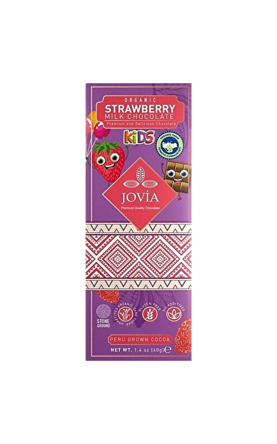 JOVIA Organik Sütlü Çikolata Çilekli (Çocuk) 40g