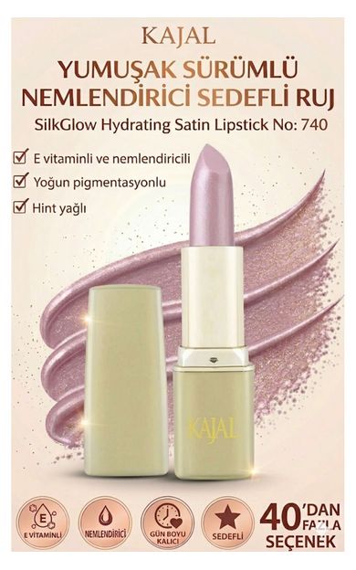 KAJAL Yumuşak Sürümlü Nemlendirici Sedefli Ruj – SilkGlow Hydrating Satin Lipstick No: 740 Pudra Pembesi
