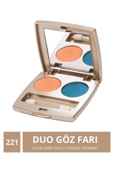 KAJAL Shimmer İkili Toz Göz Farı Turkuaz-Açık Şeftali No: 221 Turkuaz-Açık Şeftali