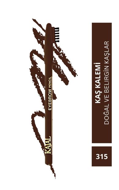 KAJAL Özel Fırça Kapaklı Kaş Kalemi (Doğal Kahve) - Eyebrow Pencil No:315 