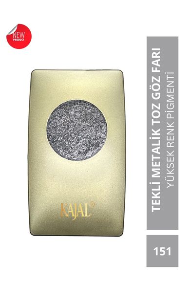KAJAL Metalik Gri, Işıltılı Toz Göz Farı -Metallic New Silver Eyeshadow No:151 GRİ