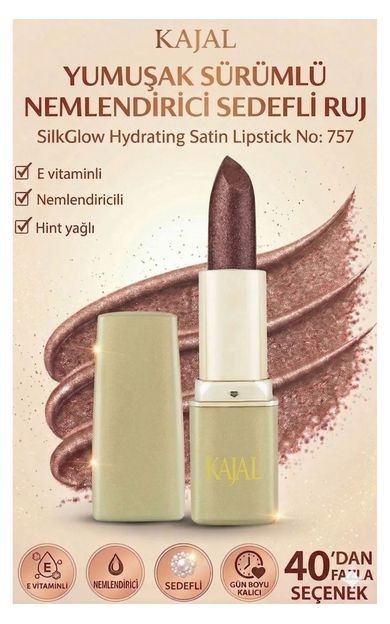 KAJAL Yumuşak Sürümlü Nemlendirici Sedefli Ruj – SilkGlow Hydrating Satin Lipstick No: 757 Tozlu Gül
