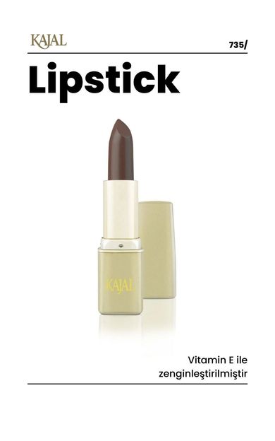 KAJAL Yumuşak Sürümlü Nemlendirici Parlak Ruj – SilkGlow Hydrating Satin Lipstick No: 735 Gri Kahverengi