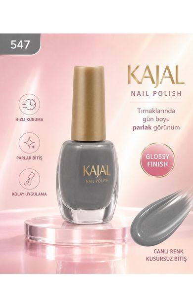 KAJAL Oje - Nail Polish - No: 547 Simli Antrasit