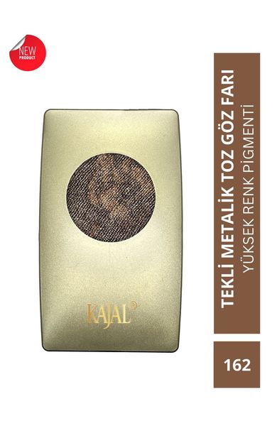KAJAL Metalik Işıltılı Tekli Toz Göz Farı Yüksek Renk Pigmentasyonlu Antrasit-Altın No:162 Duo