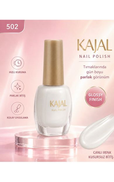 KAJAL Oje - Nail Polish - No: 502 İnci Beyazı