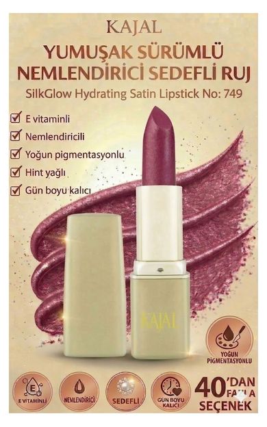 KAJAL Yumuşak Sürümlü Nemlendirici Sedefli Ruj – SilkGlow Hydrating Satin Lipstick No: 749 Karanfil Pembesi