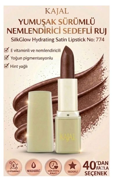 KAJAL Yumuşak Sürümlü Nemlendirici Sedefli Ruj – SilkGlow Hydrating Satin Lipstick No: 774 Koyu Tarçın