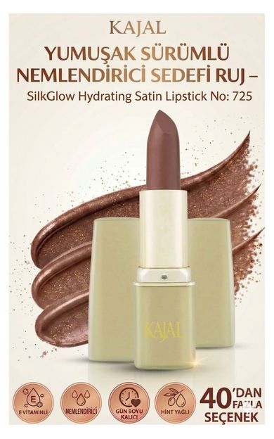 KAJAL Yumuşak Sürümlü Nemlendirici Sedefli Ruj – SilkGlow Hydrating Satin Lipstick No: 725 Koyu Kiremit