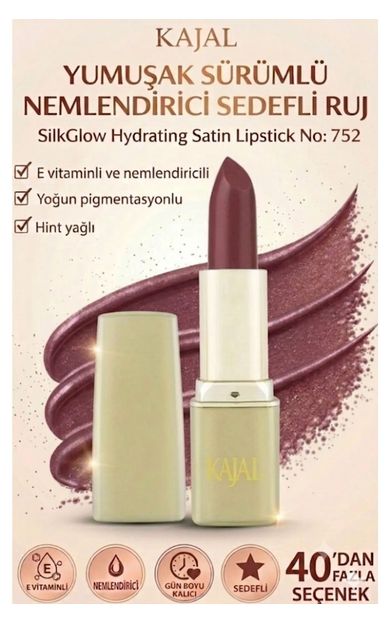 KAJAL Yumuşak Sürümlü Nemlendirici Sedefli Ruj – SilkGlow Hydrating Satin Lipstick No: 752 Vişne Kahverengi