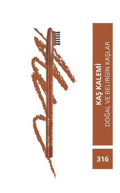 KAJAL Özel Fırça Kapaklı Kaş Kalemi (Toprak Turuncusu) - Eyebrow Pencil No:316 Toprak Turuncusu