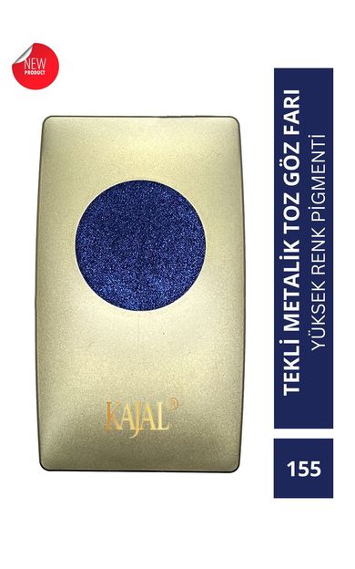 KAJAL Metalik Mavi, Işıltılı Toz Göz Farı -Metallic Blue Eyeshadow No:155 Blue