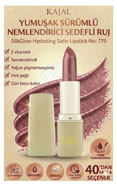 KAJAL Yumuşak Sürümlü Nemlendirici Sedefli Ruj – SilkGlow Hydrating Satin Lipstick No: 779 Kızıl Tarçın