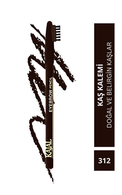 KAJAL Özel Fırça Kapaklı Kaş Kalemi (Kahverengi) - Eyebrow Pencil No:312 Kahverengi