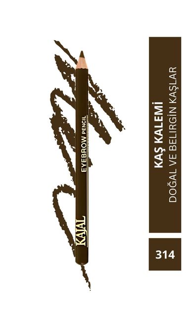 KAJAL Özel Fırça Kapaklı Kaş Kalemi (Orta Kahverengi) - Eyebrow Pencil No:314 Çikolata Kahverengi