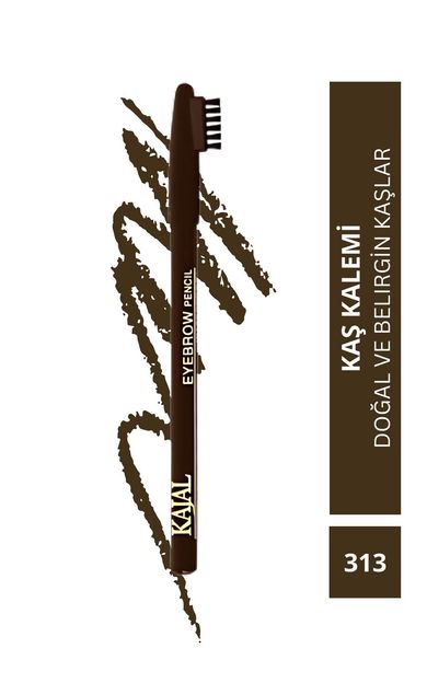 KAJAL Özel Fırça Kapaklı Kaş Kalemi (Koyu Kahverengi) - Eyebrow Pencil No:313 Koyu Kahverengi