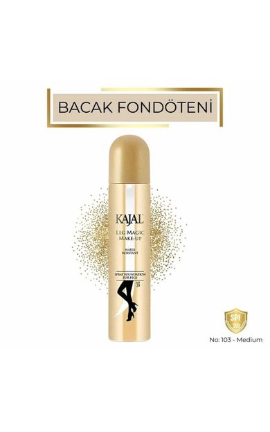 KAJAL Sprey Bacak Fondöteni No:103 75 ml - Suya Dayanıklı Cilt Tonu Eşitleyici Spray On Leg Foundation Buğday Ten