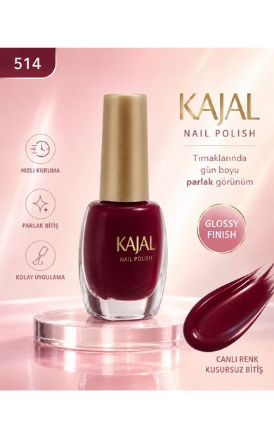 KAJAL Oje - Nail Polish - No: 514 Koyu Kırmızı