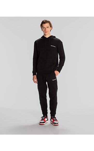 Kappa Authentic Theo Erkek Siyah Sweatshirt Regular Fit Hoodie Siyah