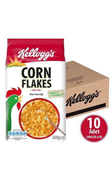Corn Flakes Kahvaltılık Mısır Gevreği 400 Gr x 10 Adet, Lif Kaynağı, Demir Ve 6 Vitamin Içerir