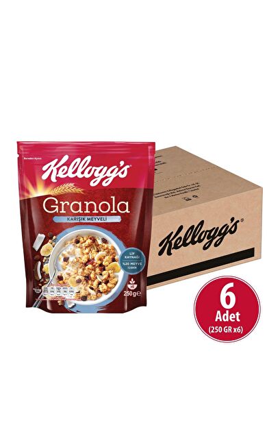 Karışık Meyveli Granola 250 Gr x 6 Adet, %45 Yulaf Içerir, Lif Kaynağı, %20 Kurutulmuş Meyve