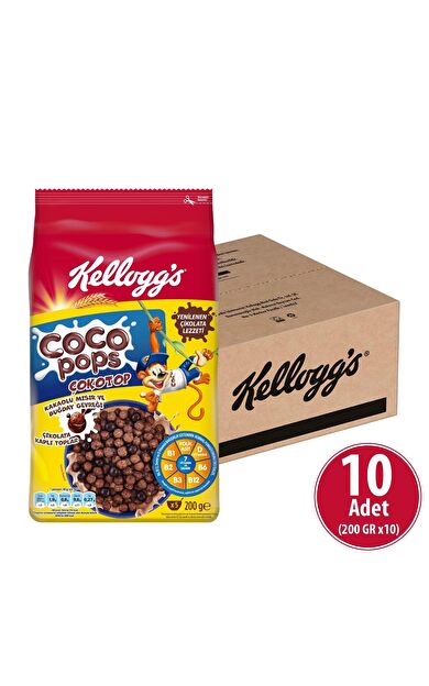Kellogg's Coco Pops Çokotop 200 gr x 10 Adet, Lif, Demir Ve 7 Vitamin İçerir