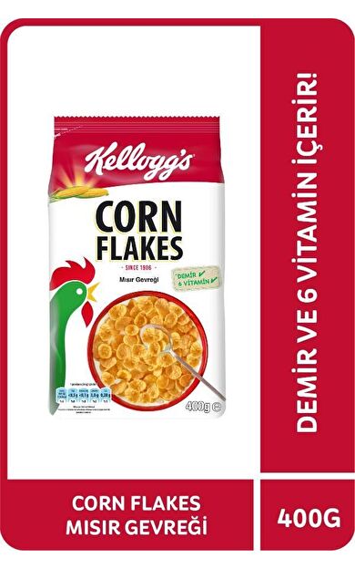 Kellogg's Corn Flakes Kahvaltılık Mısır Gevreği 400 Gr,Lif Kaynağı,Demir ve 6 Vitamin içerir